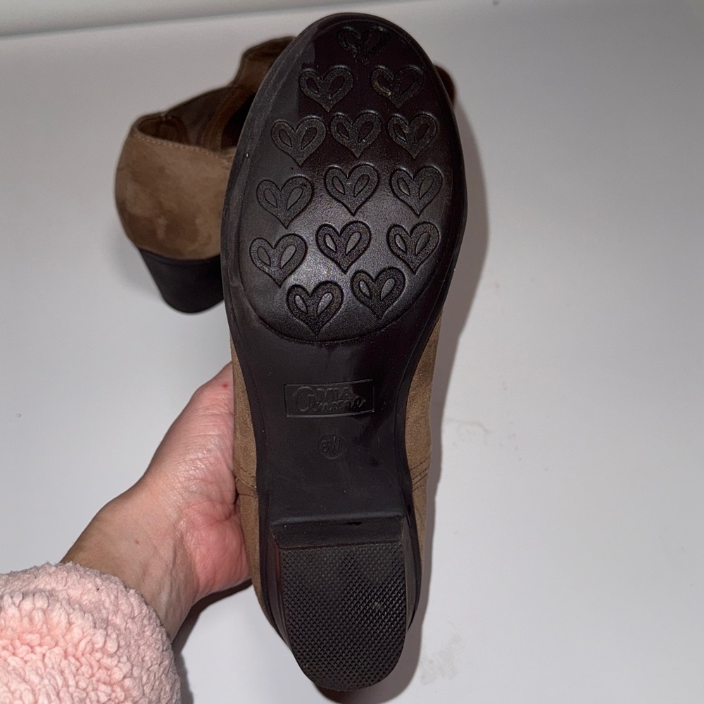 Mia Amore Womens Kendra Taupe Ankle Block Heel Booties Size 8W Shoes Preowned - Picture 4 of 9